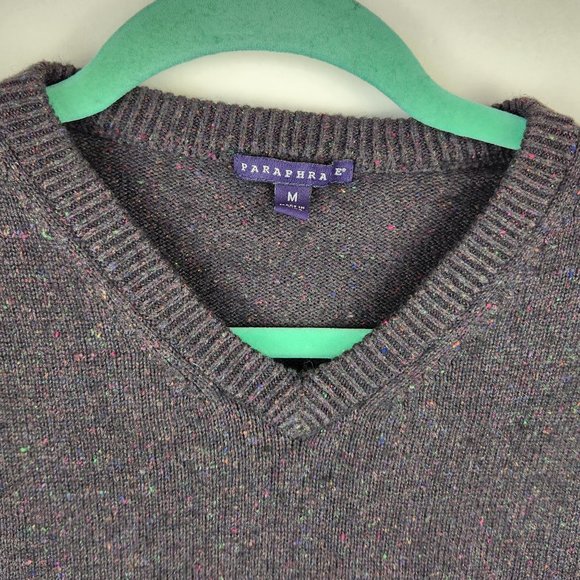 Paraphrase Wool Silk Blend Speckled Donegal V-Neck Sweater sz M - Picture 3 of 5
